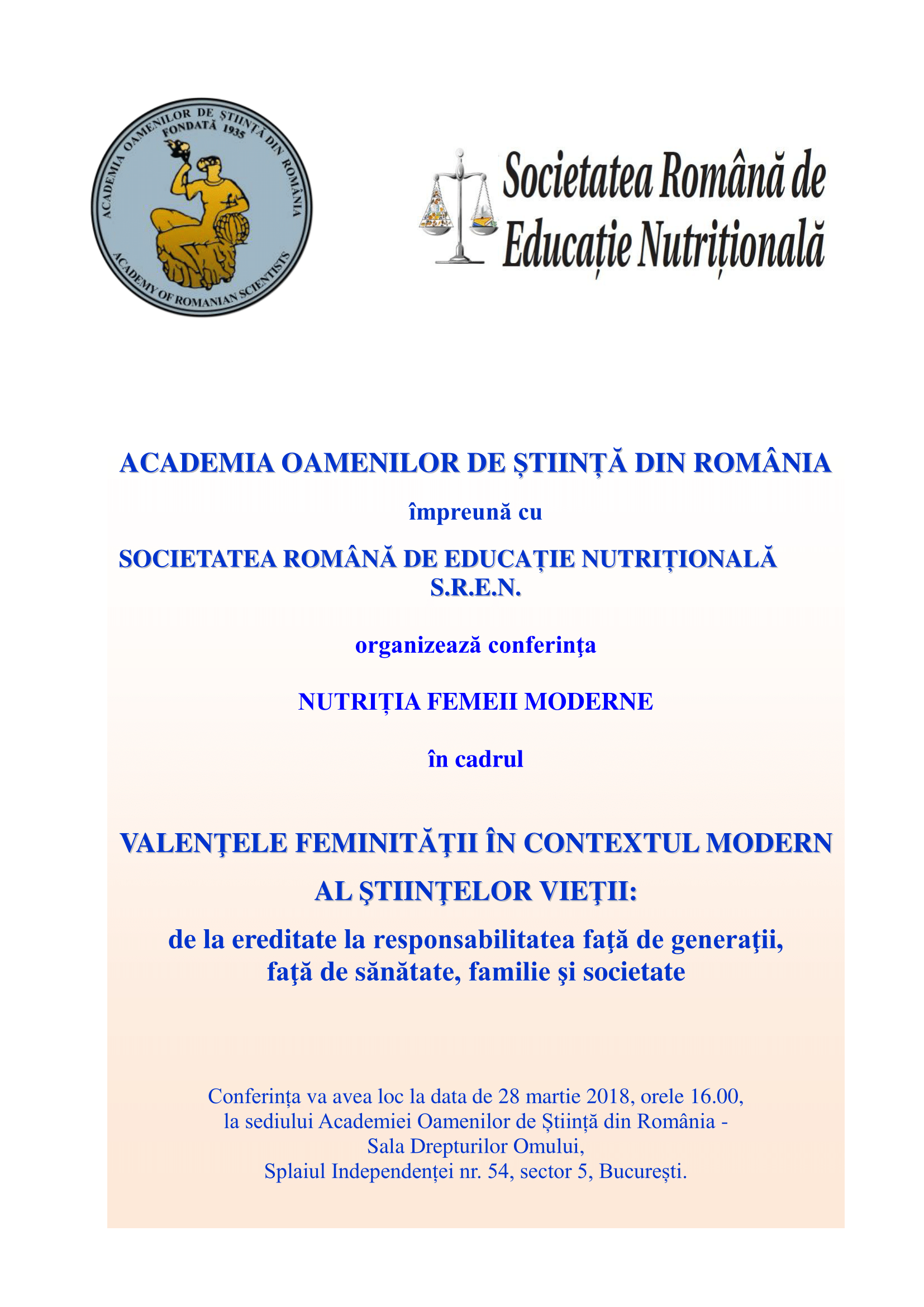 Afis Conferinta Valentele Feminitatii 28 martie 2018-1